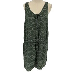 Merona 100% Rayon Olive Green Romper w/ White Diamond Pattern & Pockets Size XL